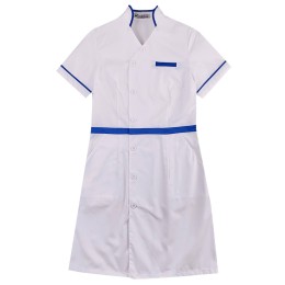 A large number of custom-made enterprise collar nurse dresses, custom-made short-sleeved waist color matching segmentation, nurse dress factory SKU038 A large number of custom-made enterprise collar nurse dresses, custom-made short-sleeved waist color matching segmentation, nurse dress factory SKU038